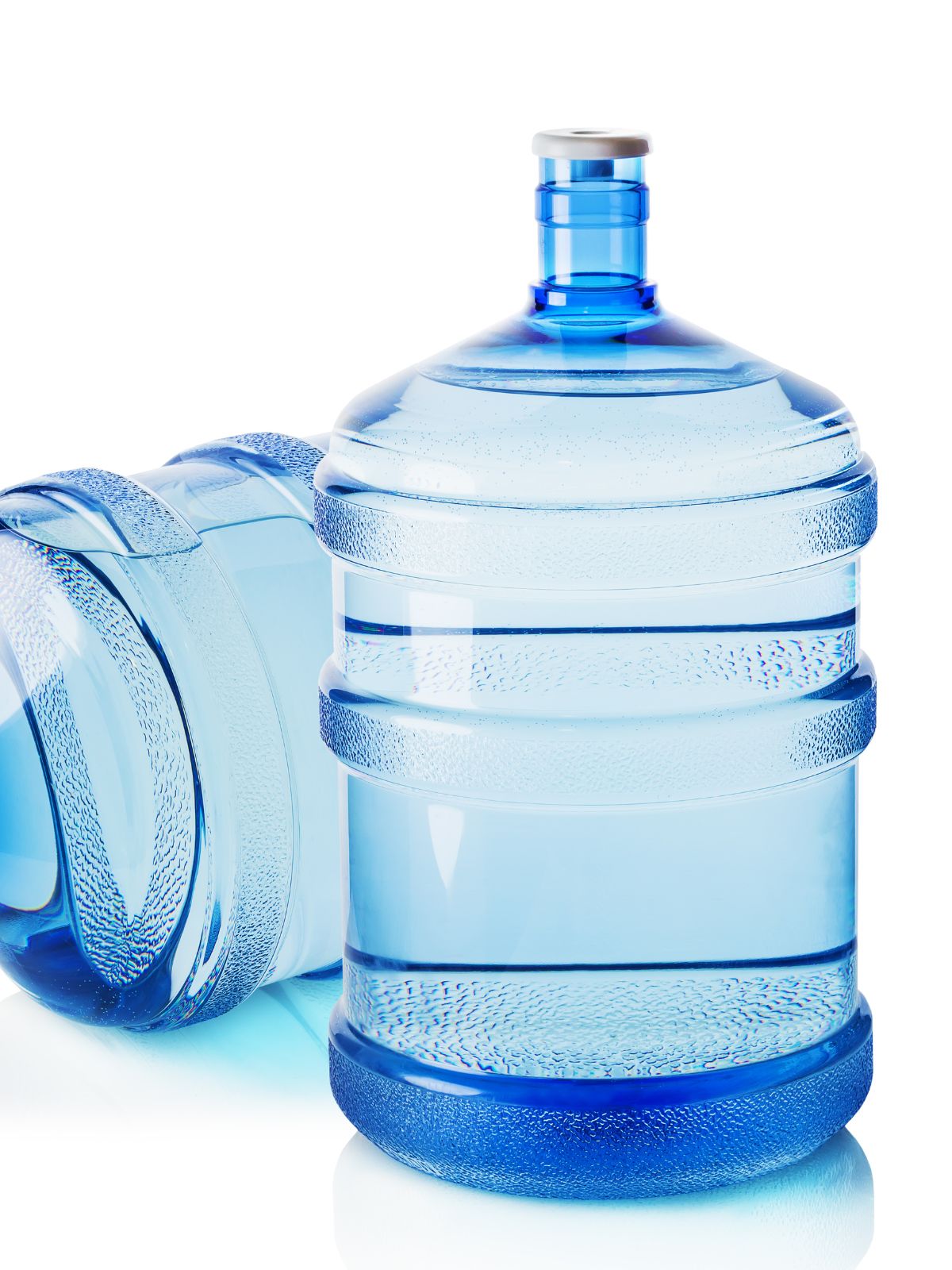 Two blue color gallons of water.