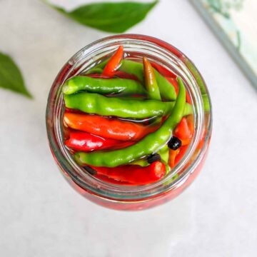 Pickled Chilli Peppers in a glass jar