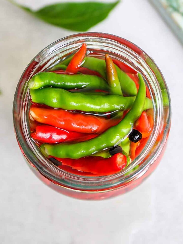 Pickled Chilli Peppers in a glass jar