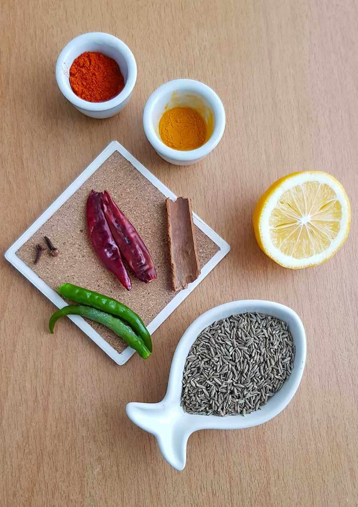 spices and herbs to make spicy vegetable rice