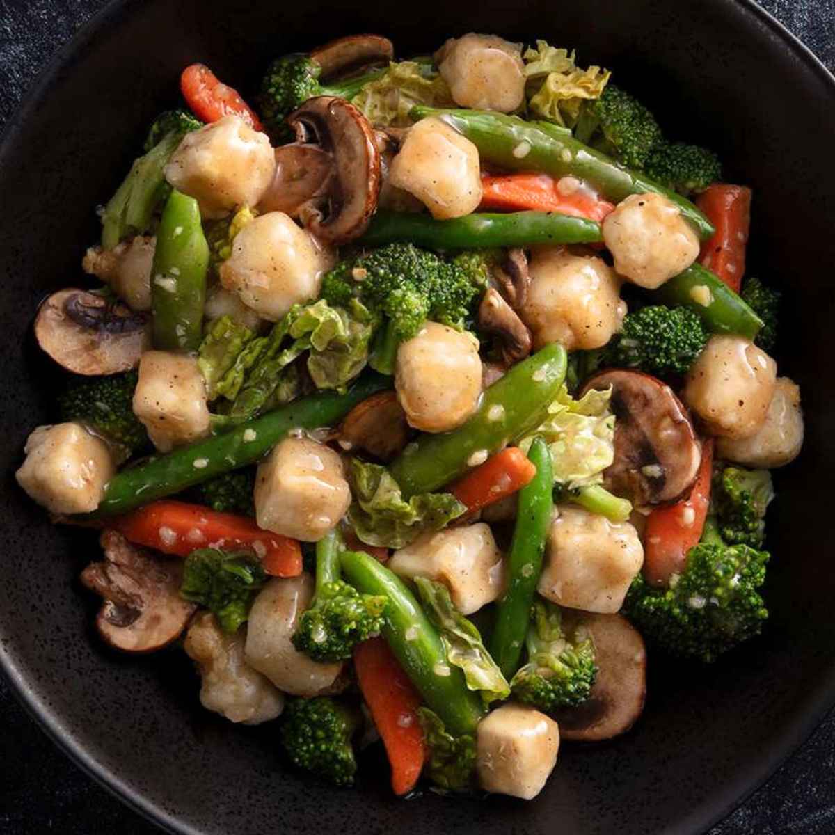 Stir-fry vegan Buddha feast bowl.