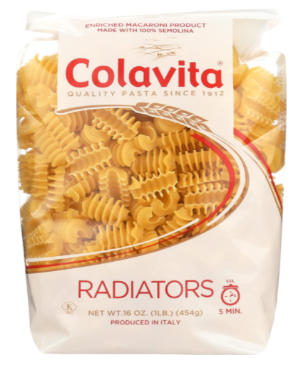 Colavita radiators vegan pasta