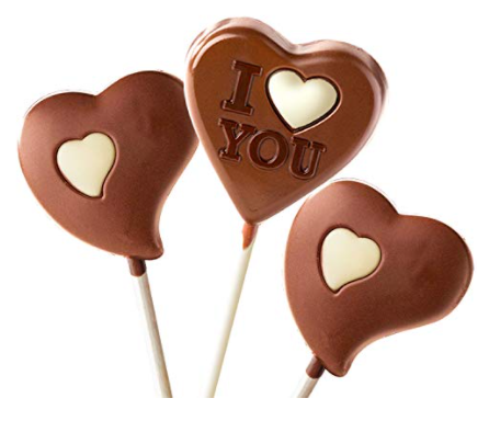 heart shape vegan chocolate lollipops