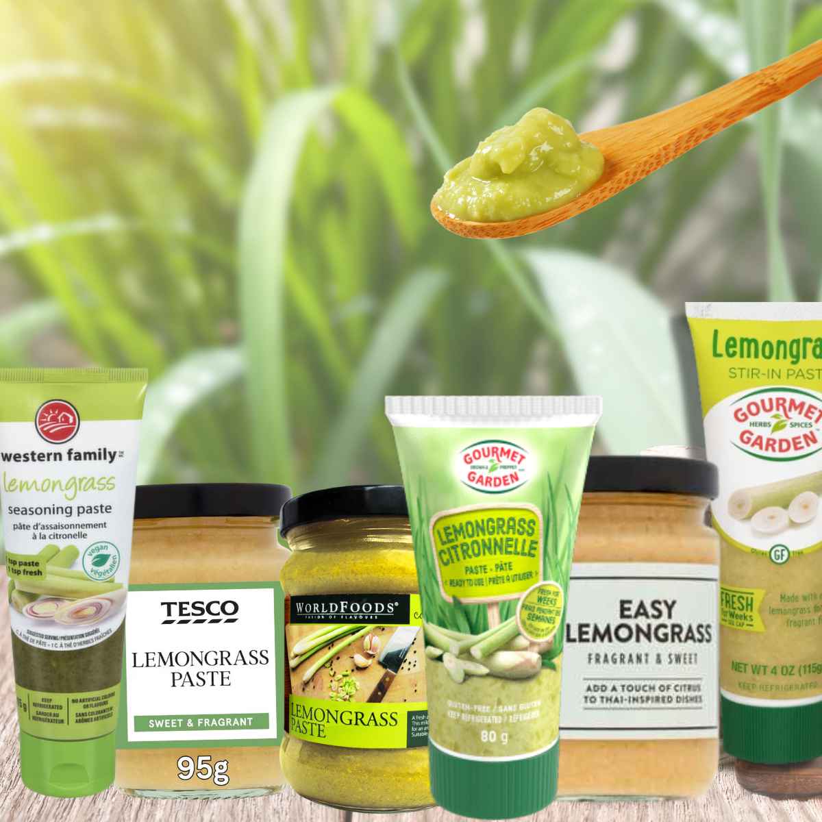 Lemongrass paste bottles.