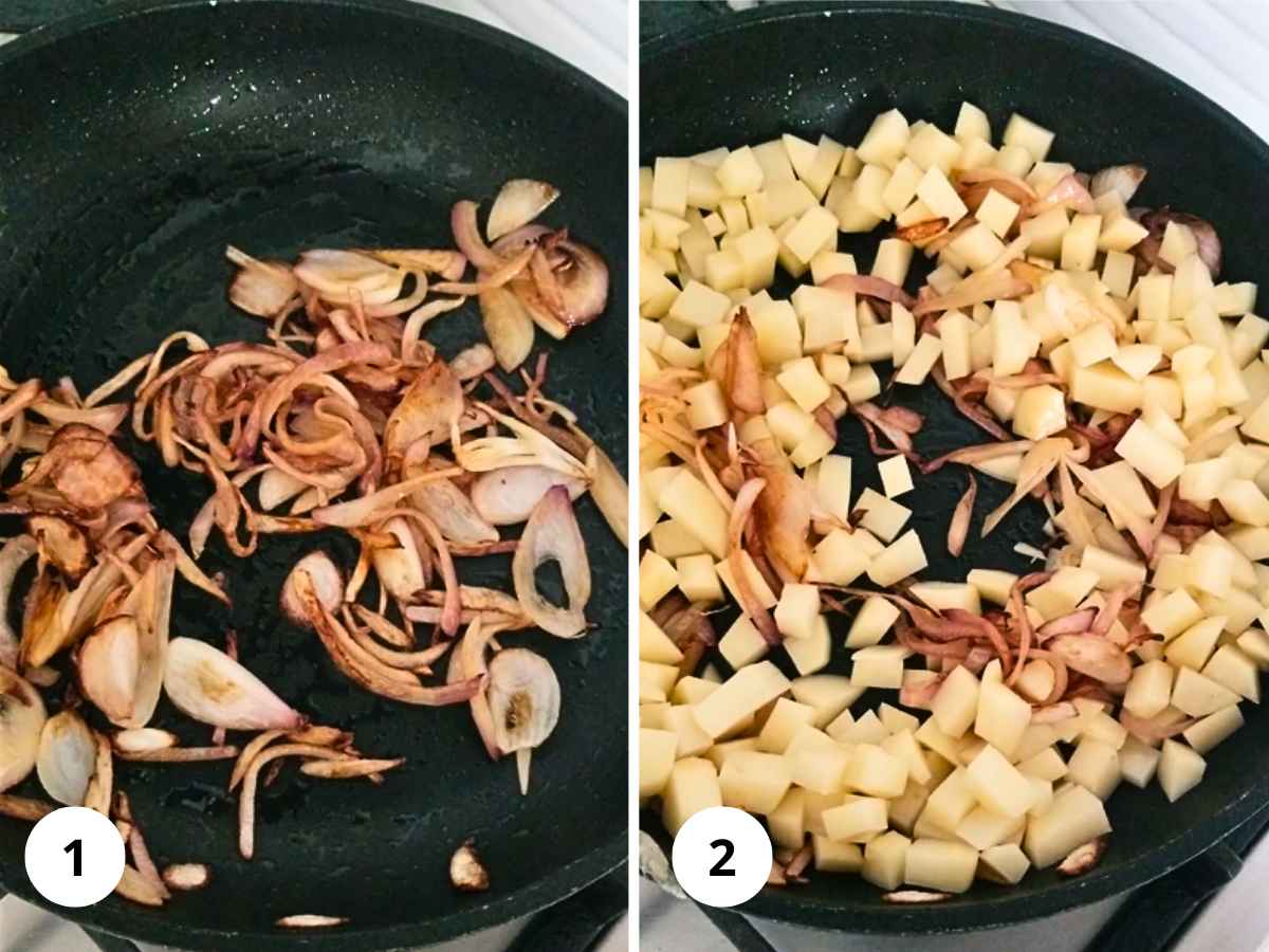 How to make Onions and Potatoes Skillet process photos.