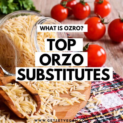 Orzo grains in a glass bottle.