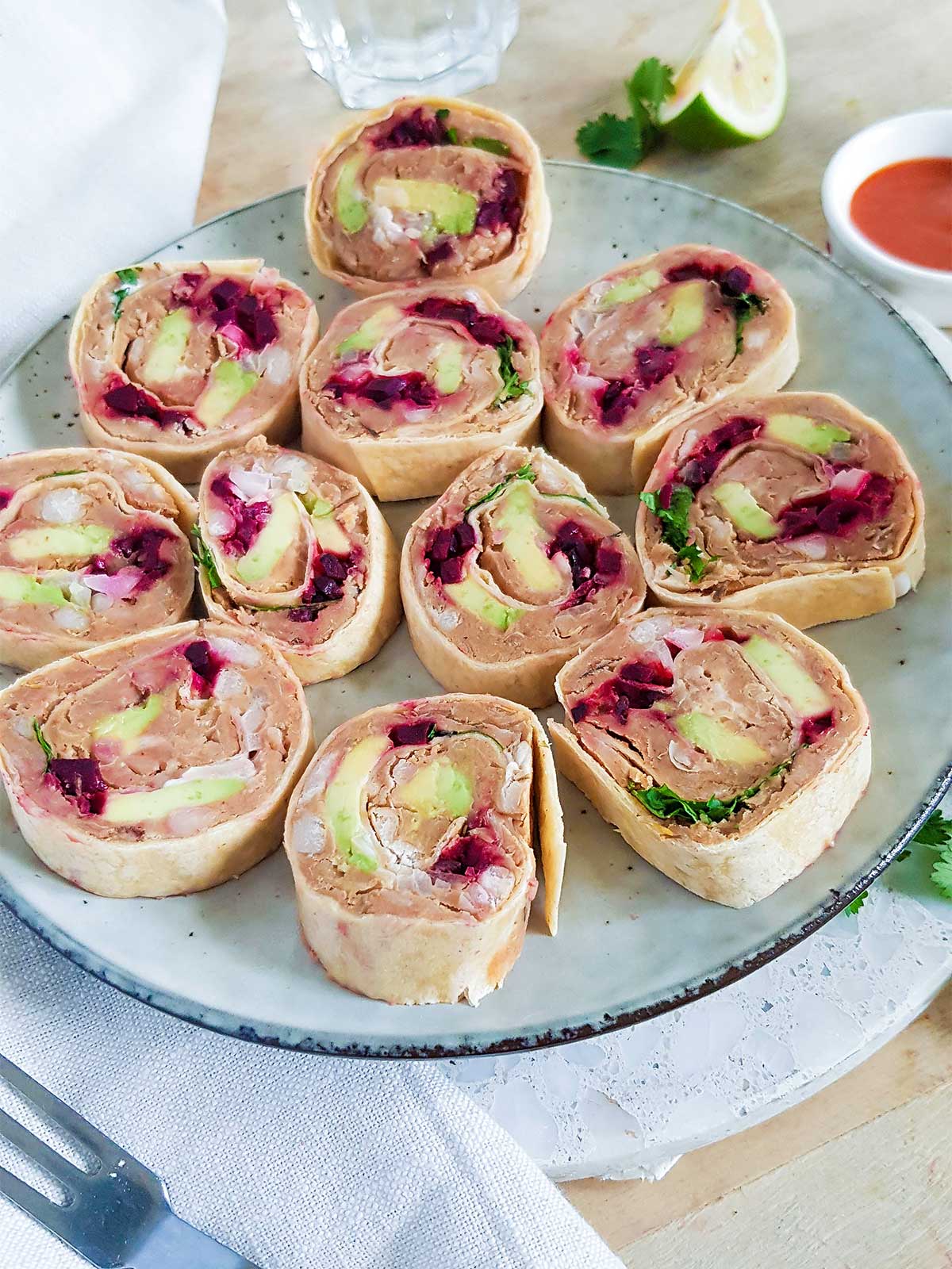 Pinwheels served in a plate