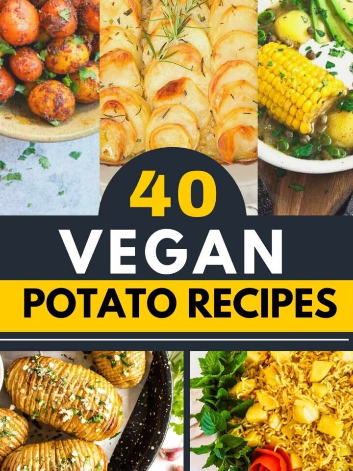 collage of vegan potato recipes