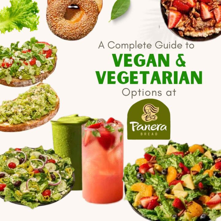 Vegan and Vegetarian dishes at Panera images with text.